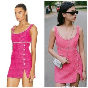 Self-Portrait Hot Pink Tweed Mini Dress